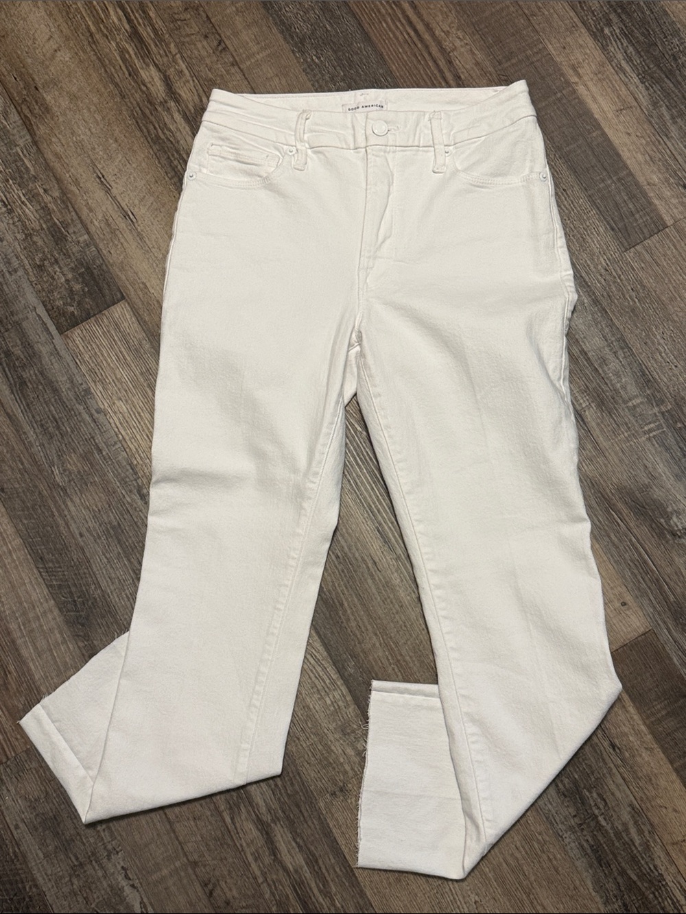 Good American White Good Straight Raw Hem Size 4 27